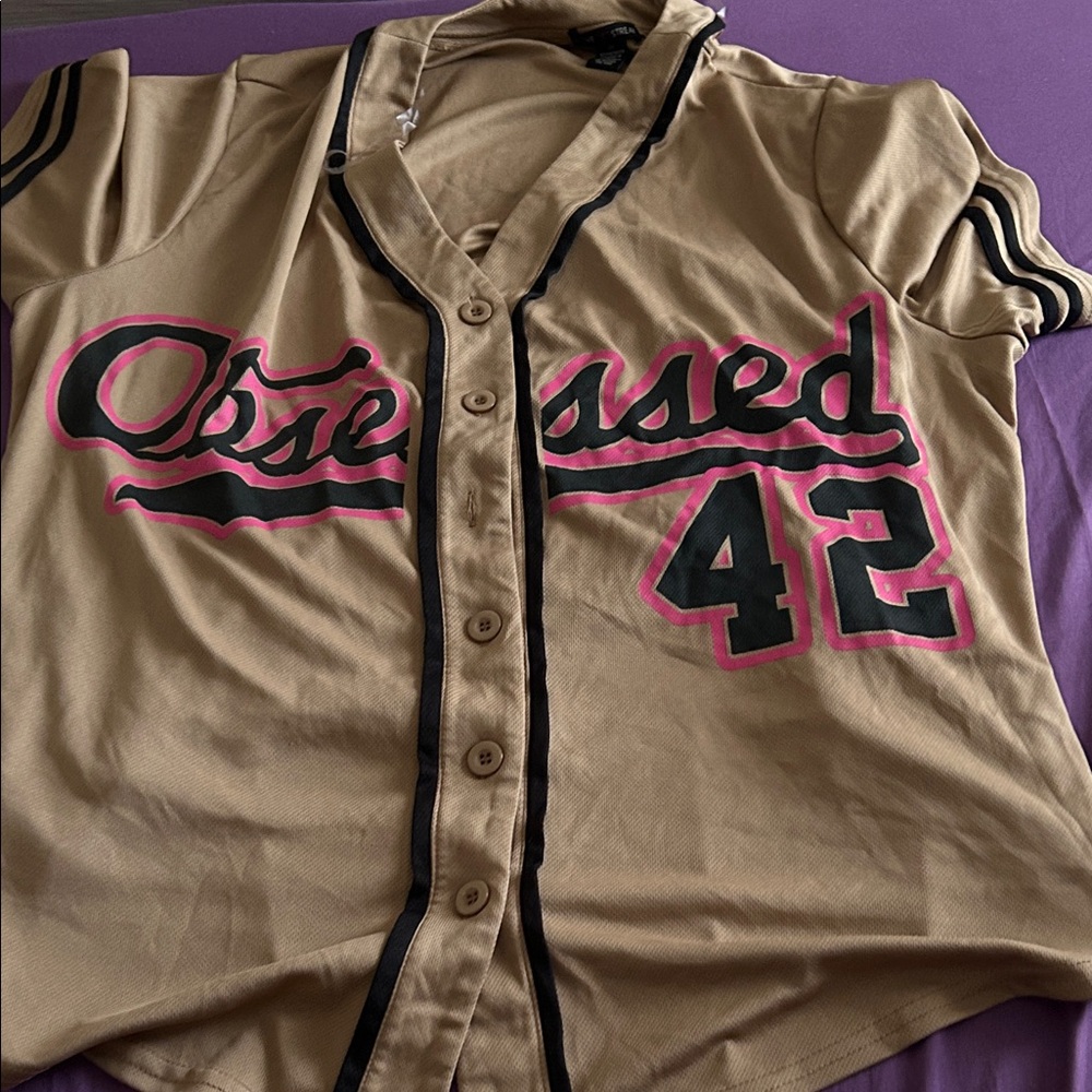 Obsessed Tan Jersey with Black and Pink Accents